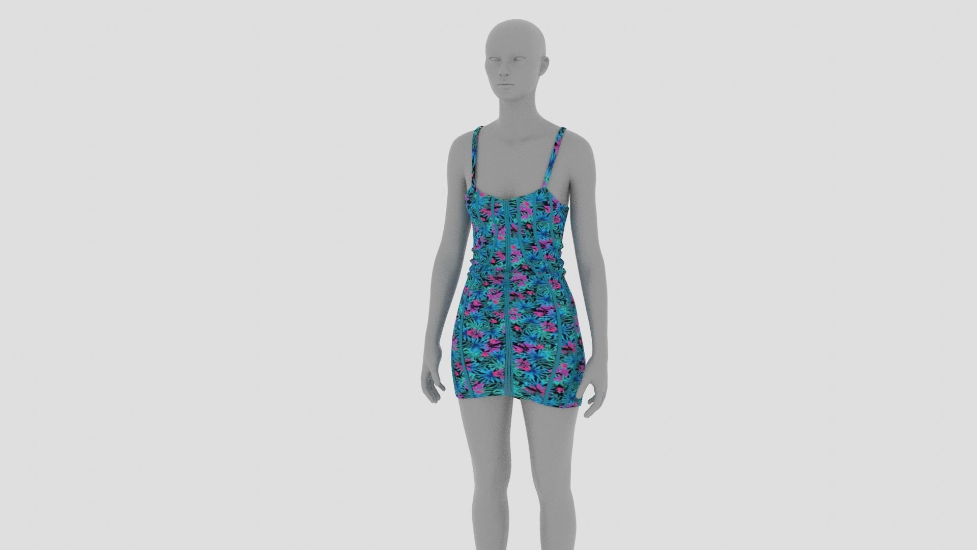 Womens Dress - Female Outfit Clothes Low-poly 3D model_15
