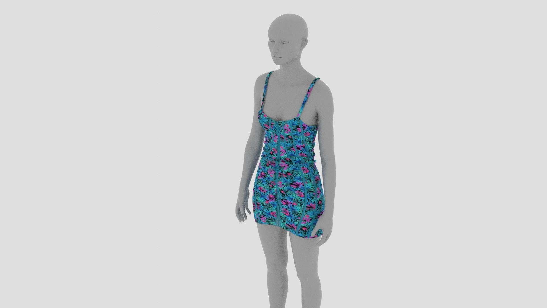 Womens Dress - Female Outfit Clothes Low-poly 3D model_5