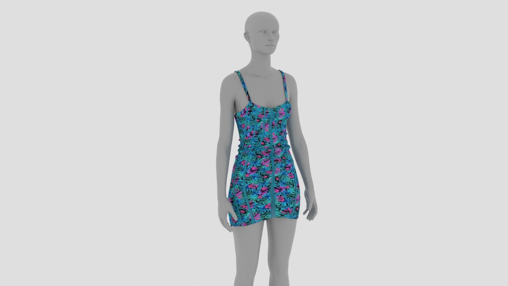 Womens Dress - Female Outfit Clothes Low-poly 3D model_17