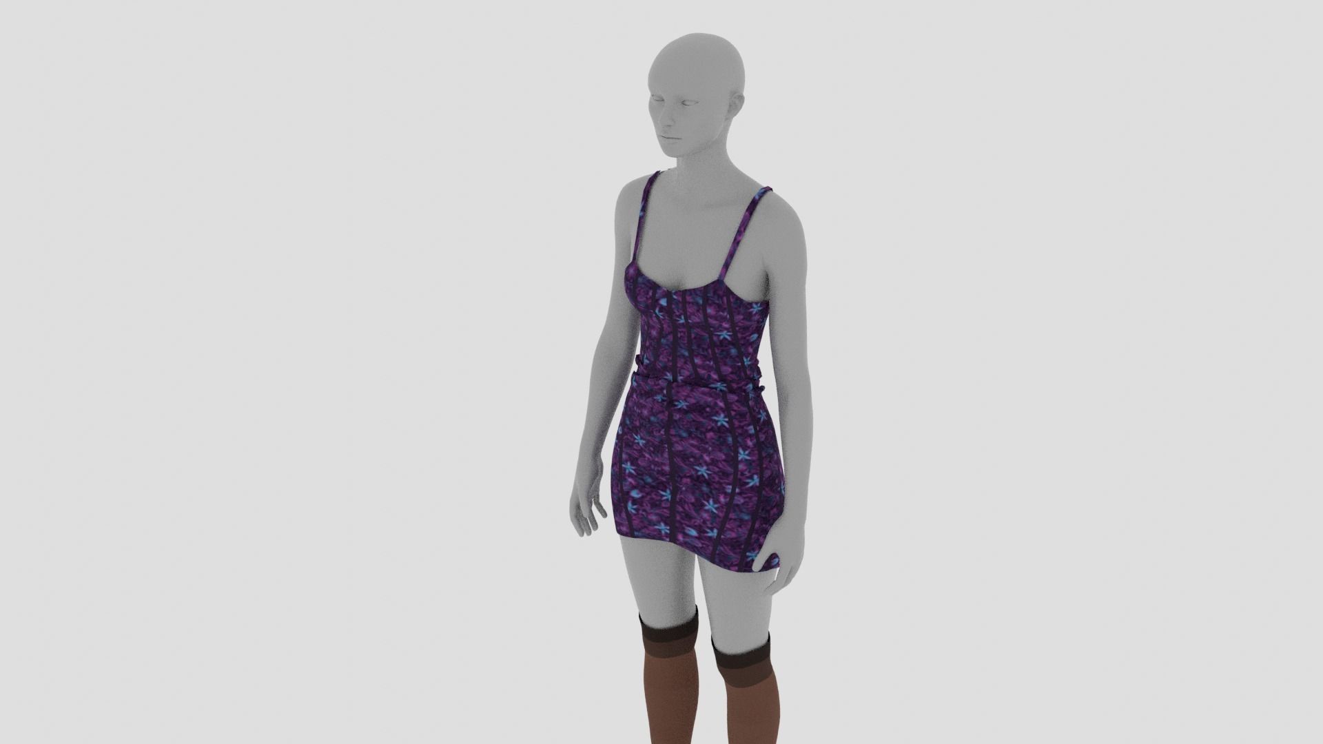 Womens Dress - Female Outfit Clothes Low-poly 3D model_5