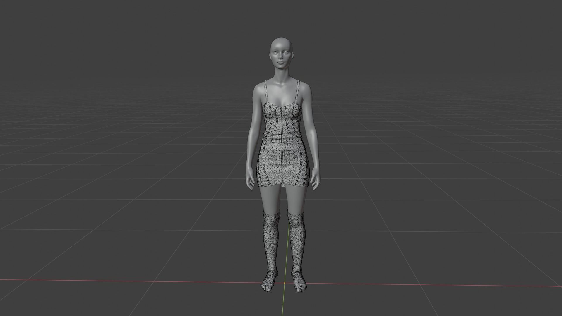 Womens Dress - Female Outfit Clothes Low-poly 3D model_19