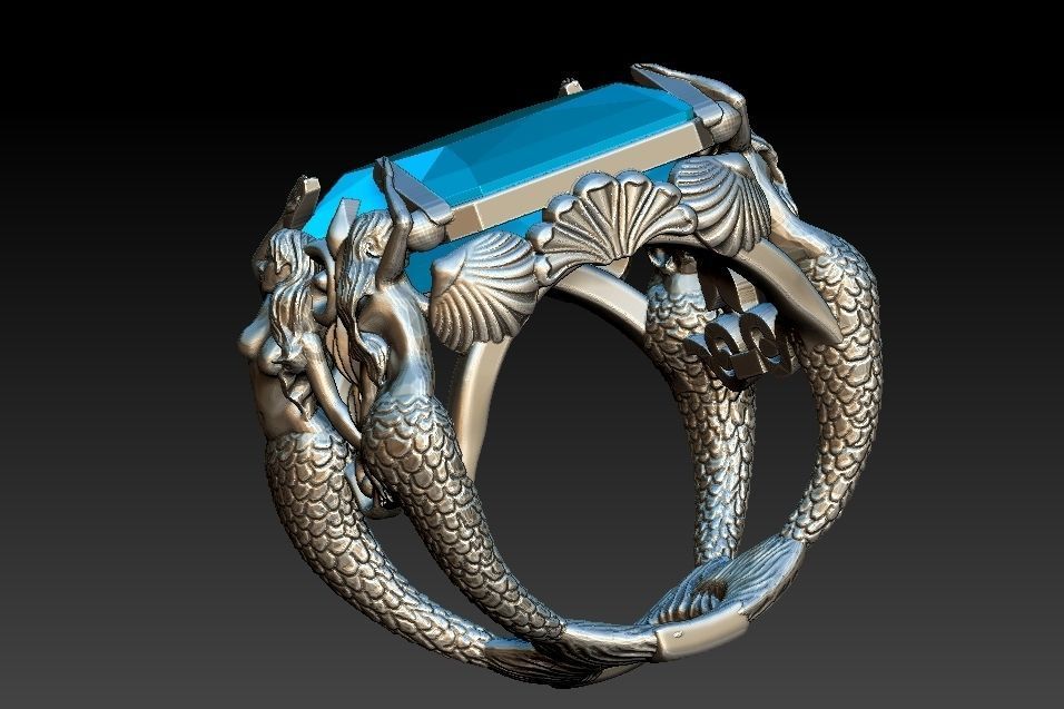 Mermaid Ring 3D print model_9
