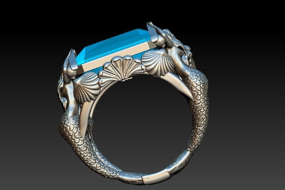 Mermaid Ring 3D print model_10