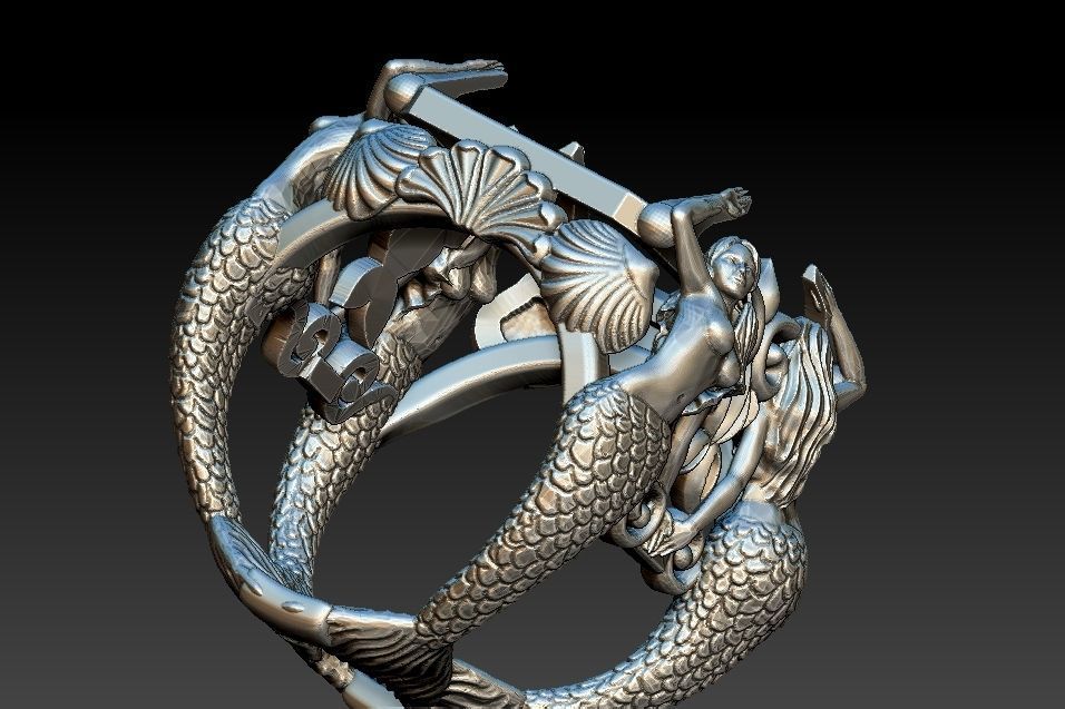 Mermaid Ring 3D print model_20