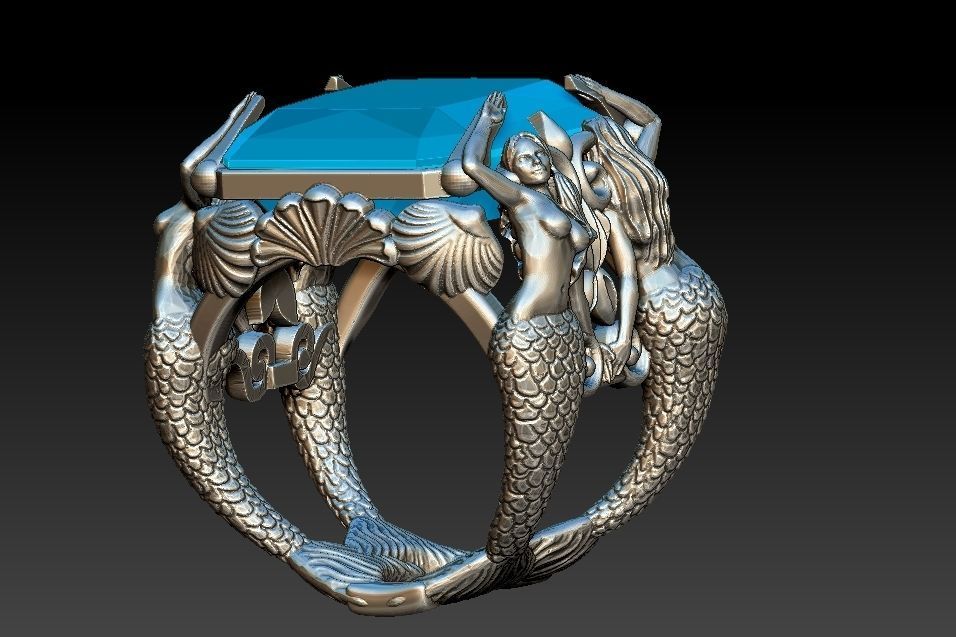 Mermaid Ring 3D print model_2
