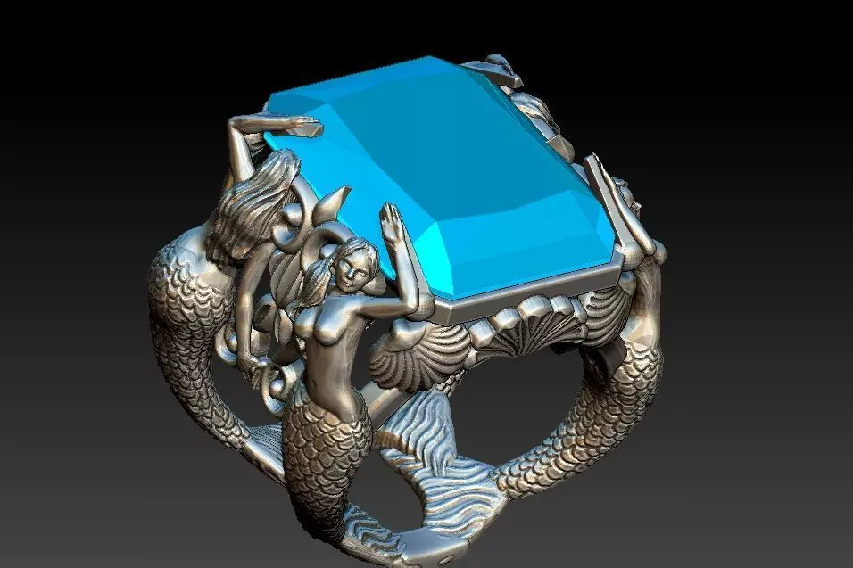 Mermaid Ring 3D print model_0
