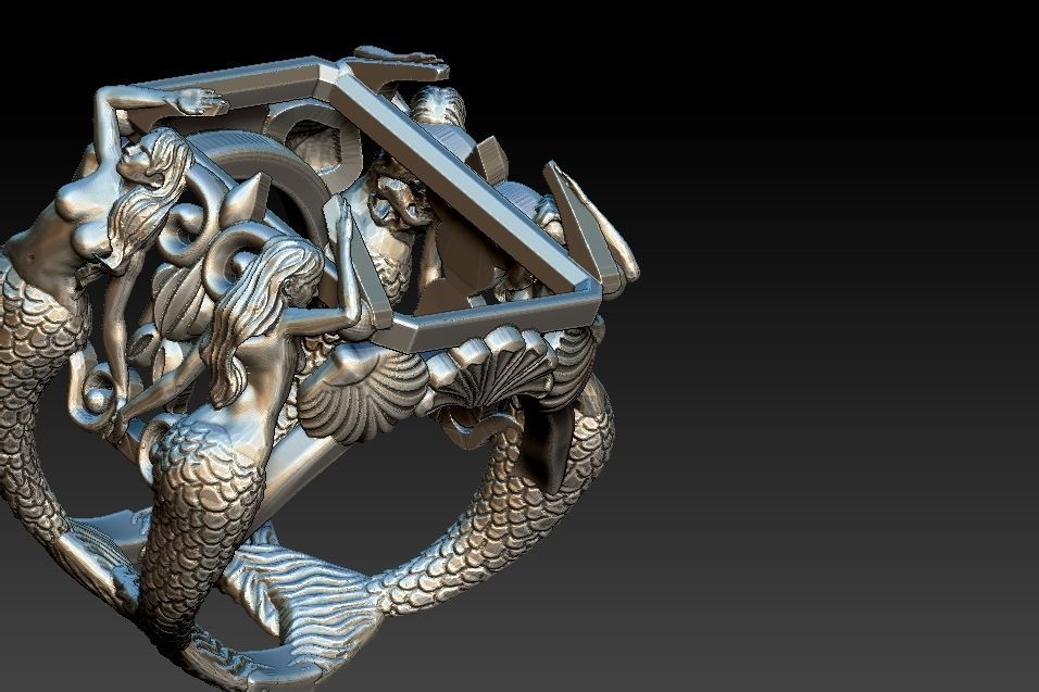 Mermaid Ring 3D print model_18