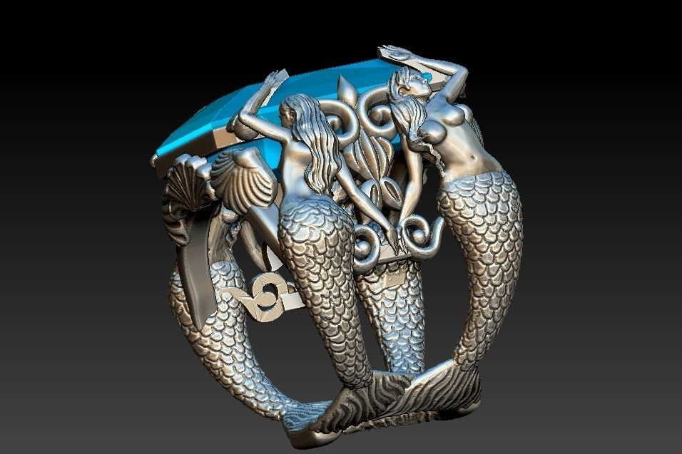 Mermaid Ring 3D print model_12