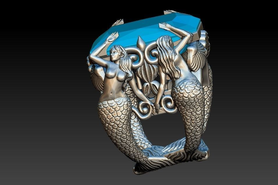 Mermaid Ring 3D print model_7