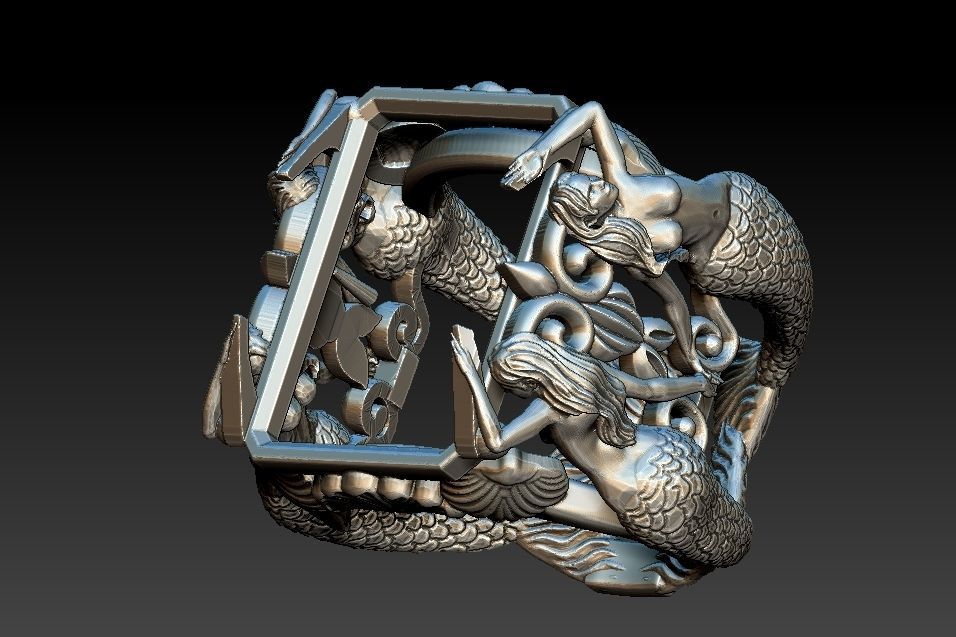 Mermaid Ring 3D print model_16