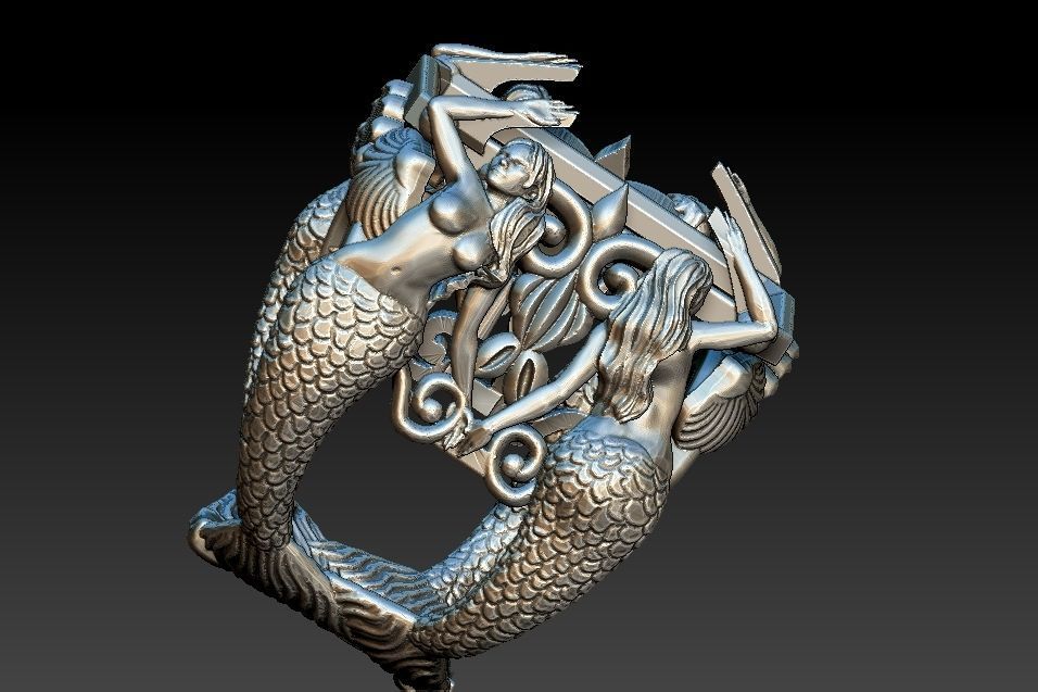 Mermaid Ring 3D print model_19
