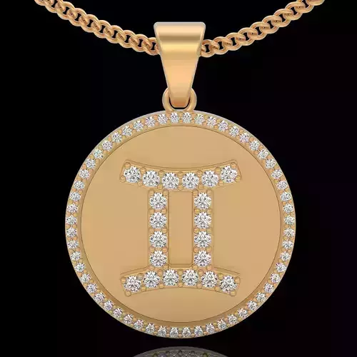 Gemini Twins zodiac Gold pendant  printable jewelry 3D model