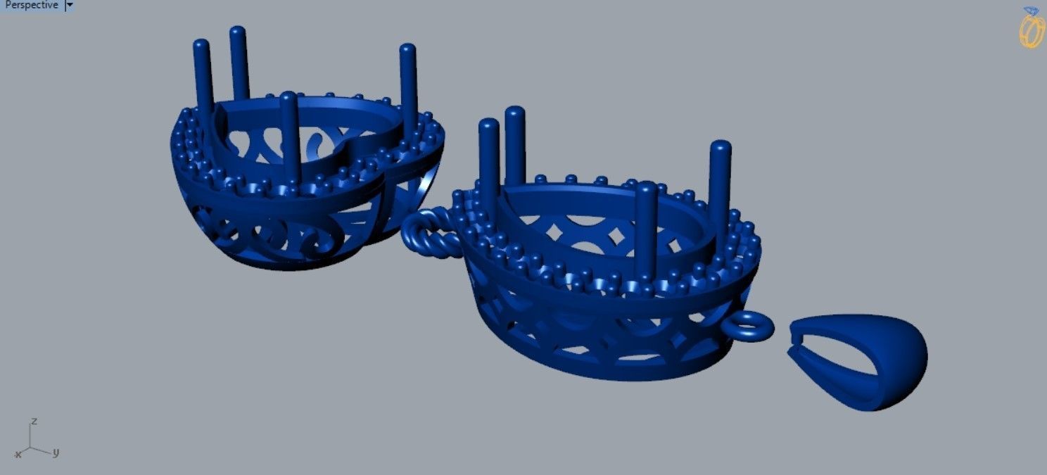 Heart And Pear Ruby Diamond Pendant P 059 3D print model_5