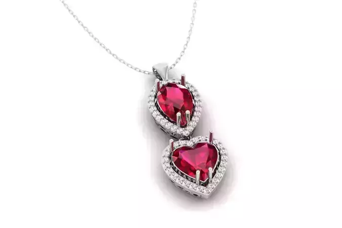 Heart And Pear Ruby Diamond Pendant P 059