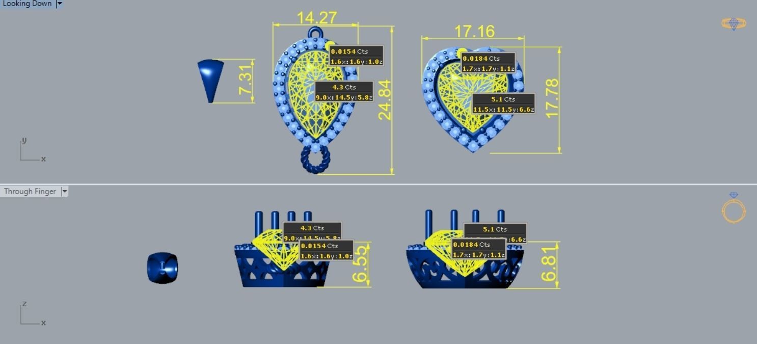 Heart And Pear Ruby Diamond Pendant P 059 3D print model_3
