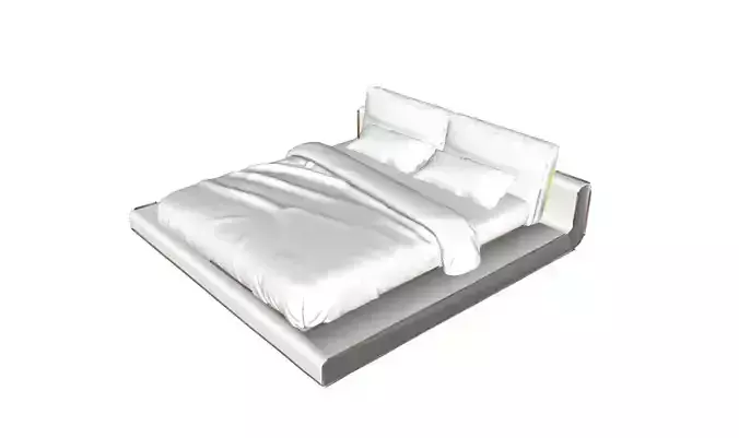 High Quality 3D Modular Modern Comfortable Headboard King Bed Low-poly 3D model