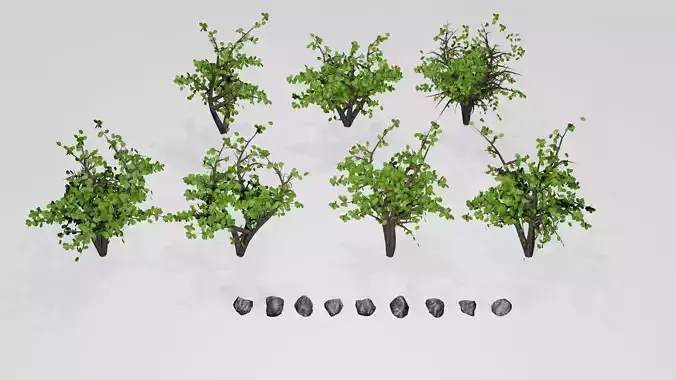 trees and rocks pack Free 3D model