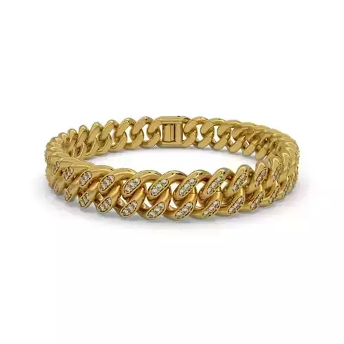 BRACELET-561-3D-JEWELRY cuban link bracelet gold with diamonds