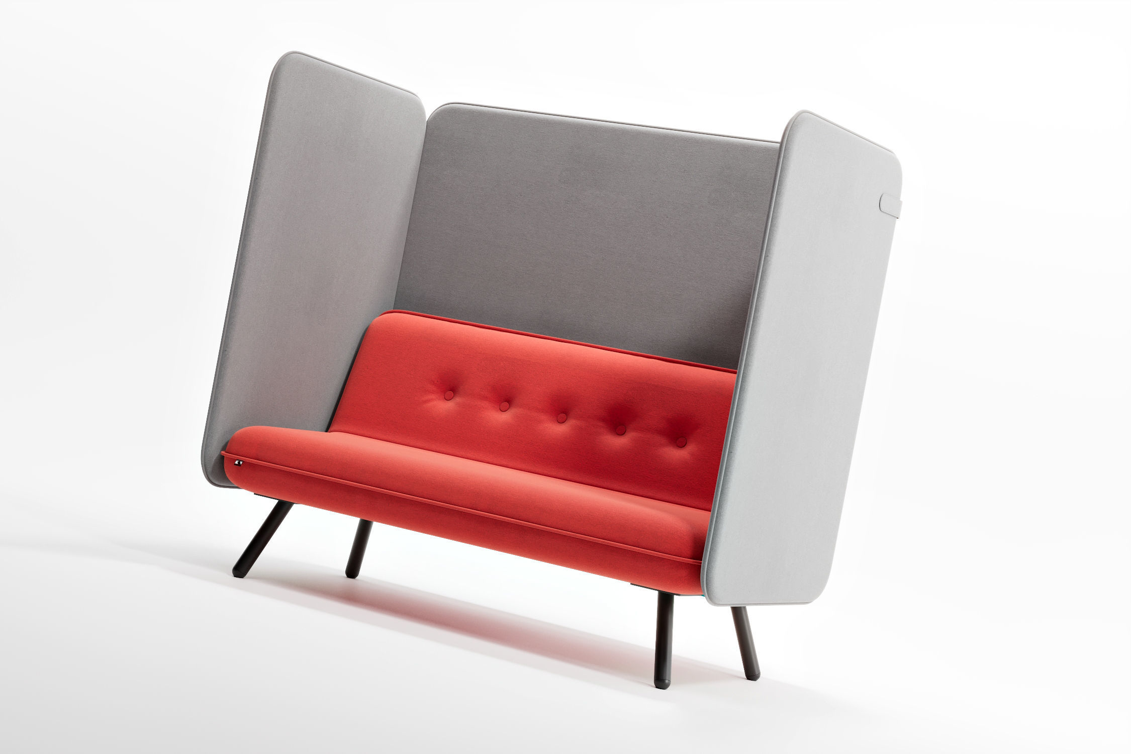 Two Seater Sofa with Writing Acoustic Screen - Koenig Neurath 3D model_2