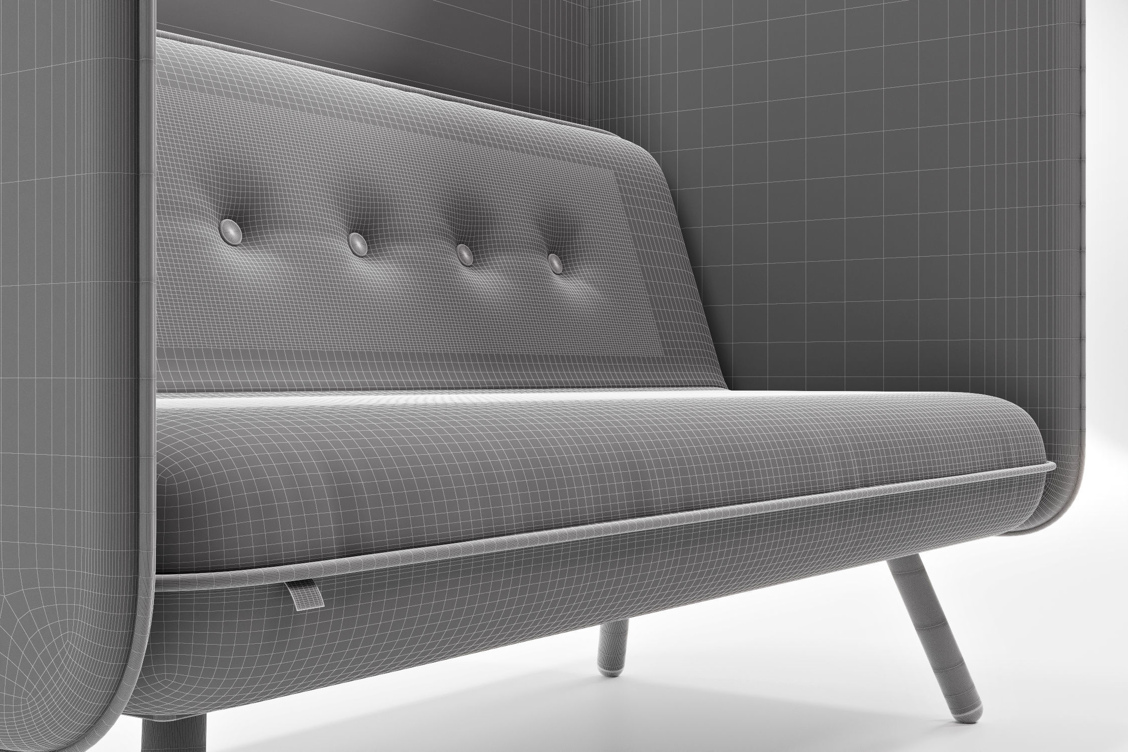 Two Seater Sofa with Writing Acoustic Screen - Koenig Neurath 3D model_6