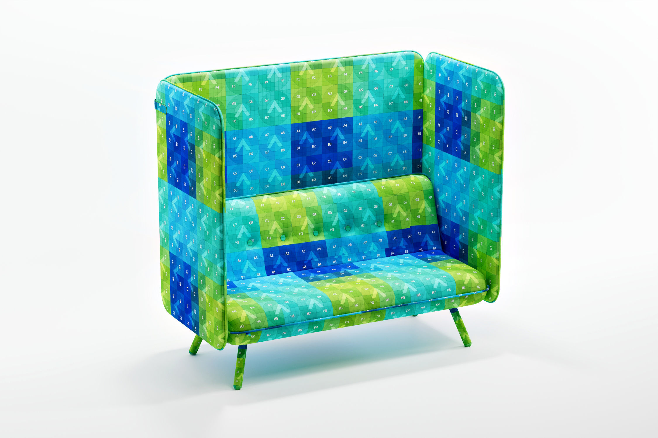 Two Seater Sofa with Writing Acoustic Screen - Koenig Neurath 3D model_4
