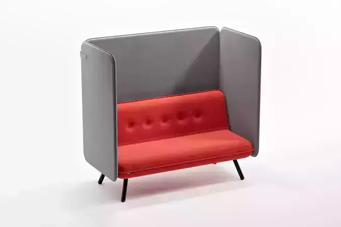 Two Seater Sofa with Writing Acoustic Screen - Koenig Neurath 3D model