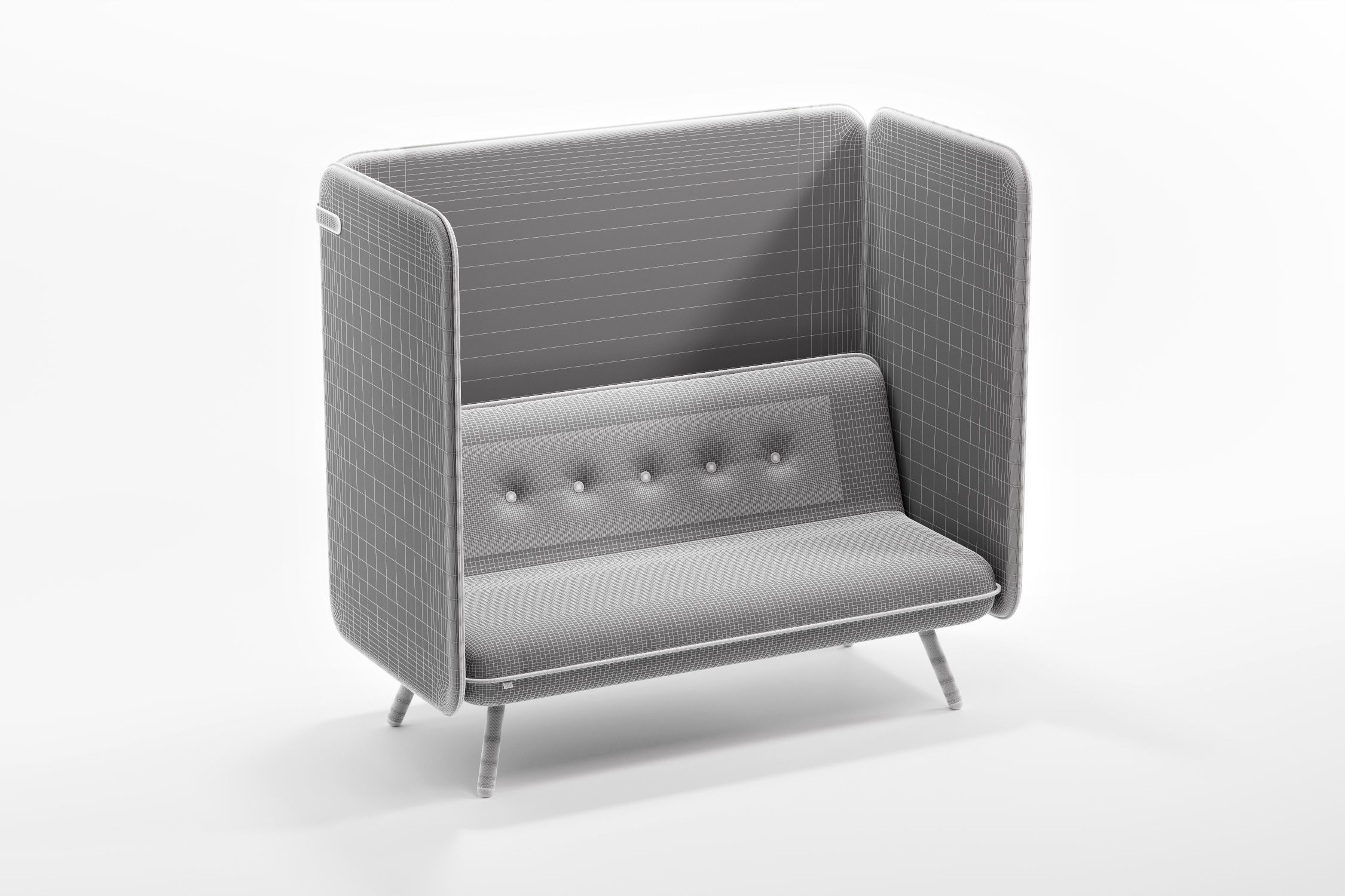 Two Seater Sofa with Writing Acoustic Screen - Koenig Neurath 3D model_5