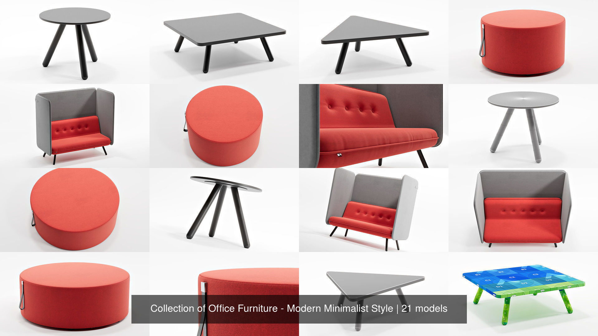 Collection of Office Furniture - Modern Minimalist Style _1