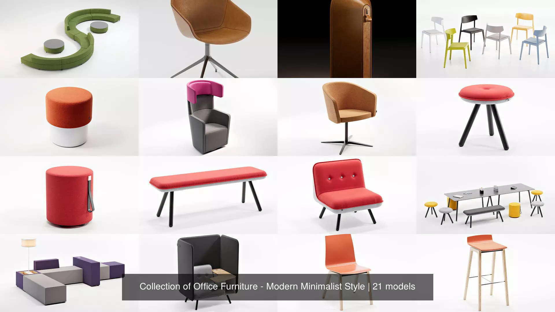 Collection of Office Furniture - Modern Minimalist Style _0
