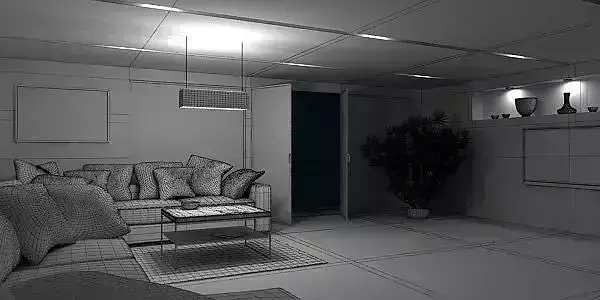 Dark Living Room With City View