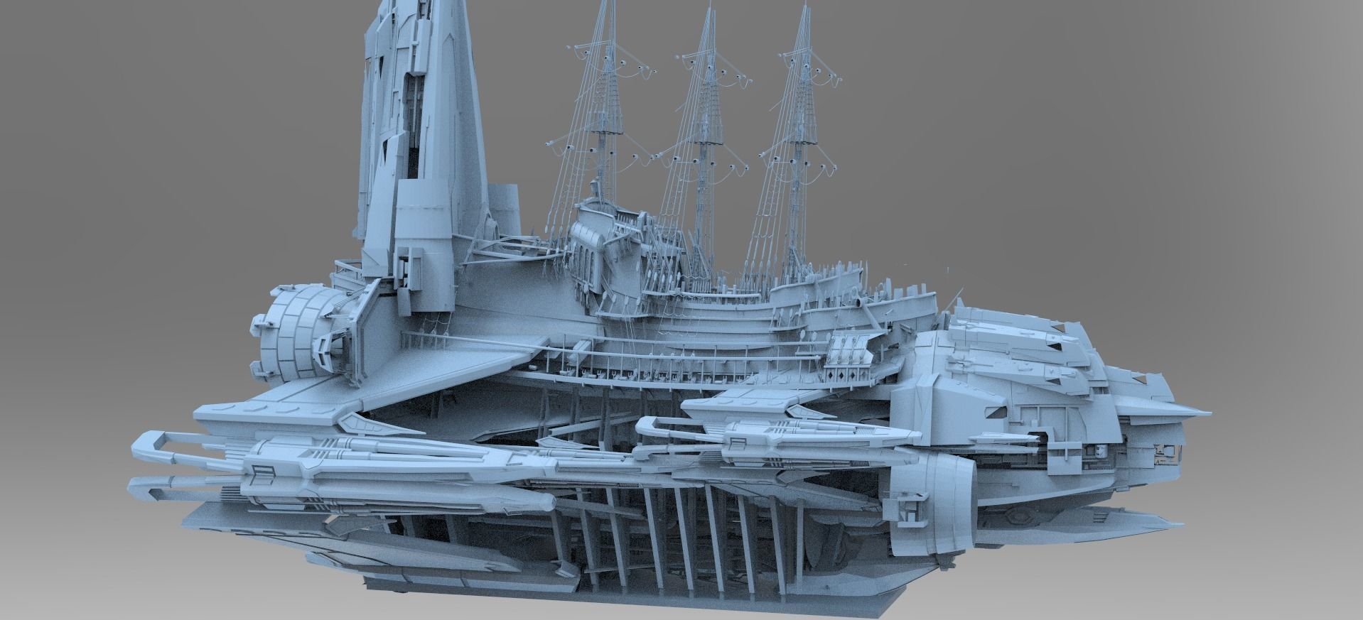 Sci-Fi  Fusion airship 1 3D model_1