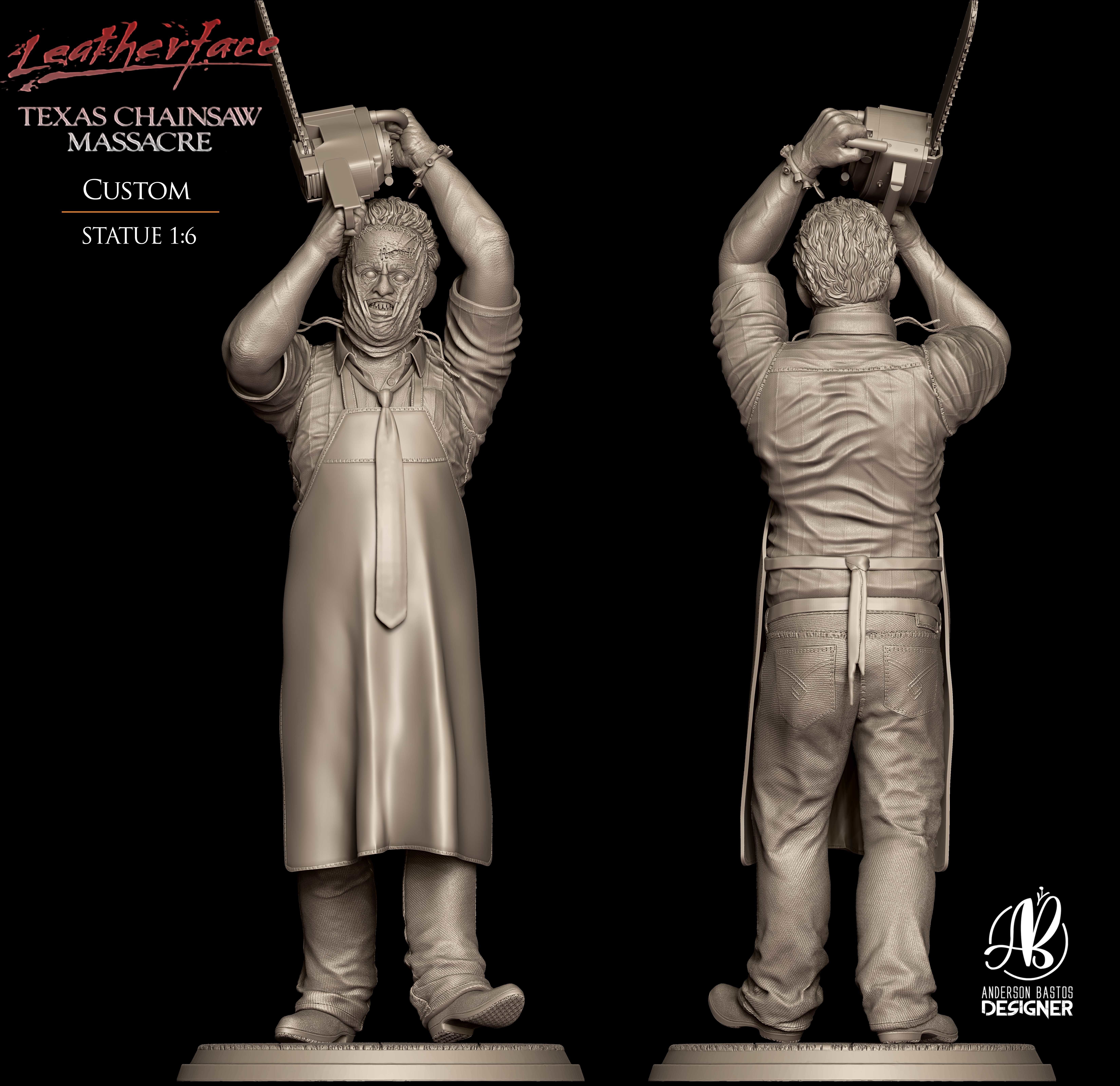 Leatherface statue  3D print model_8