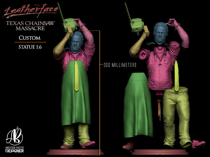 Leatherface statue  3D print model_10