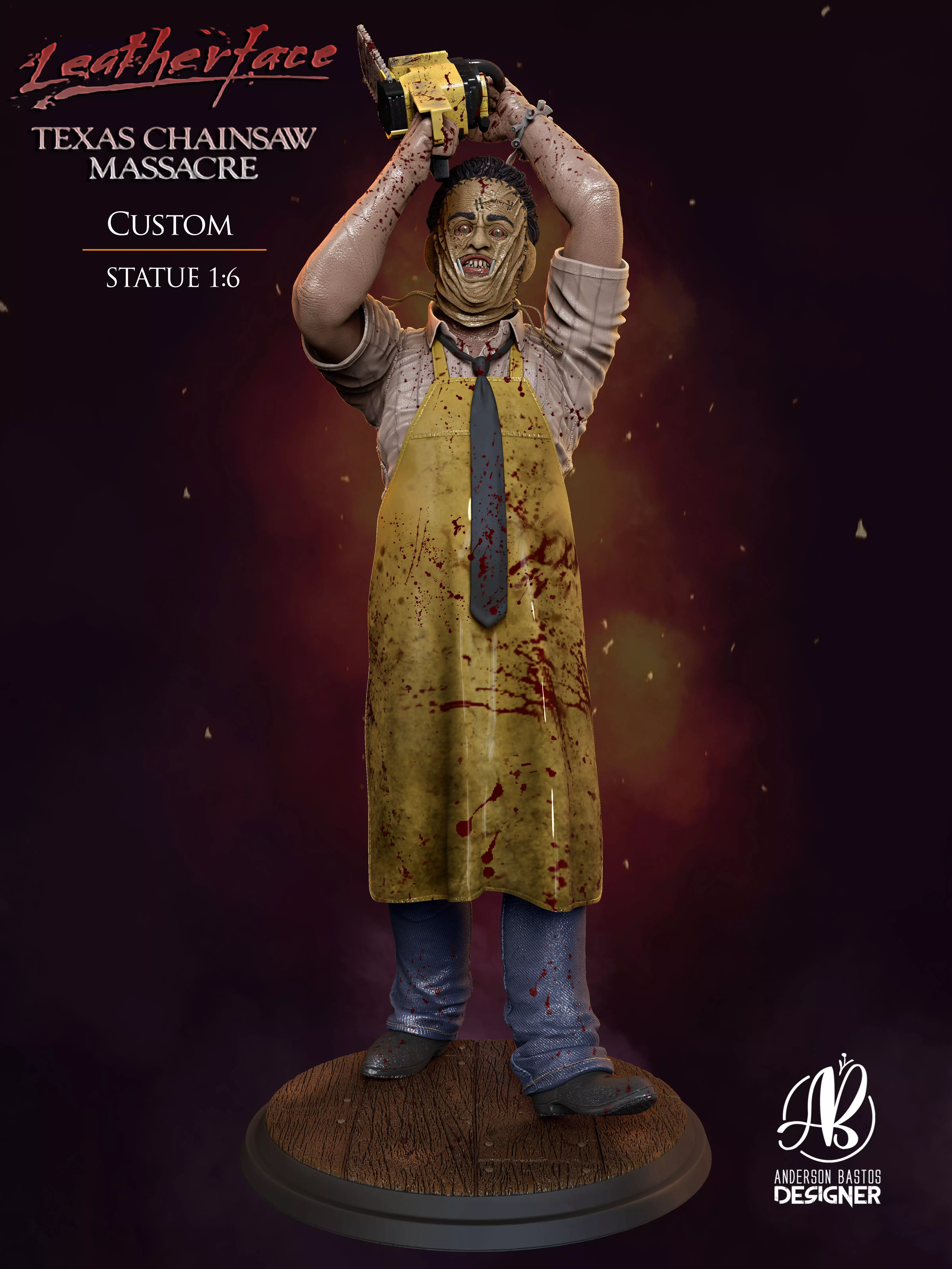 Leatherface statue  3D print model_0