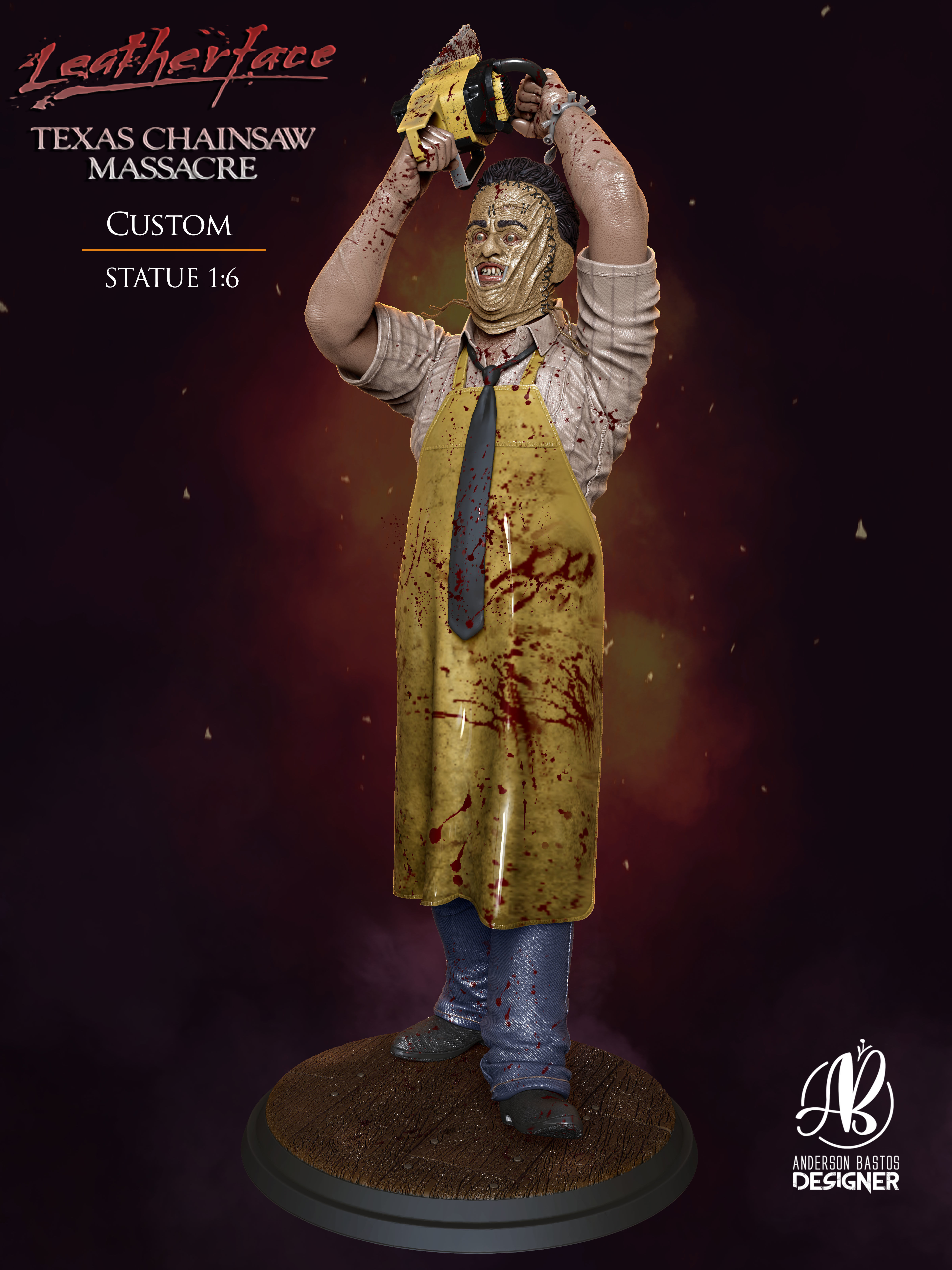 Leatherface statue  3D print model_2