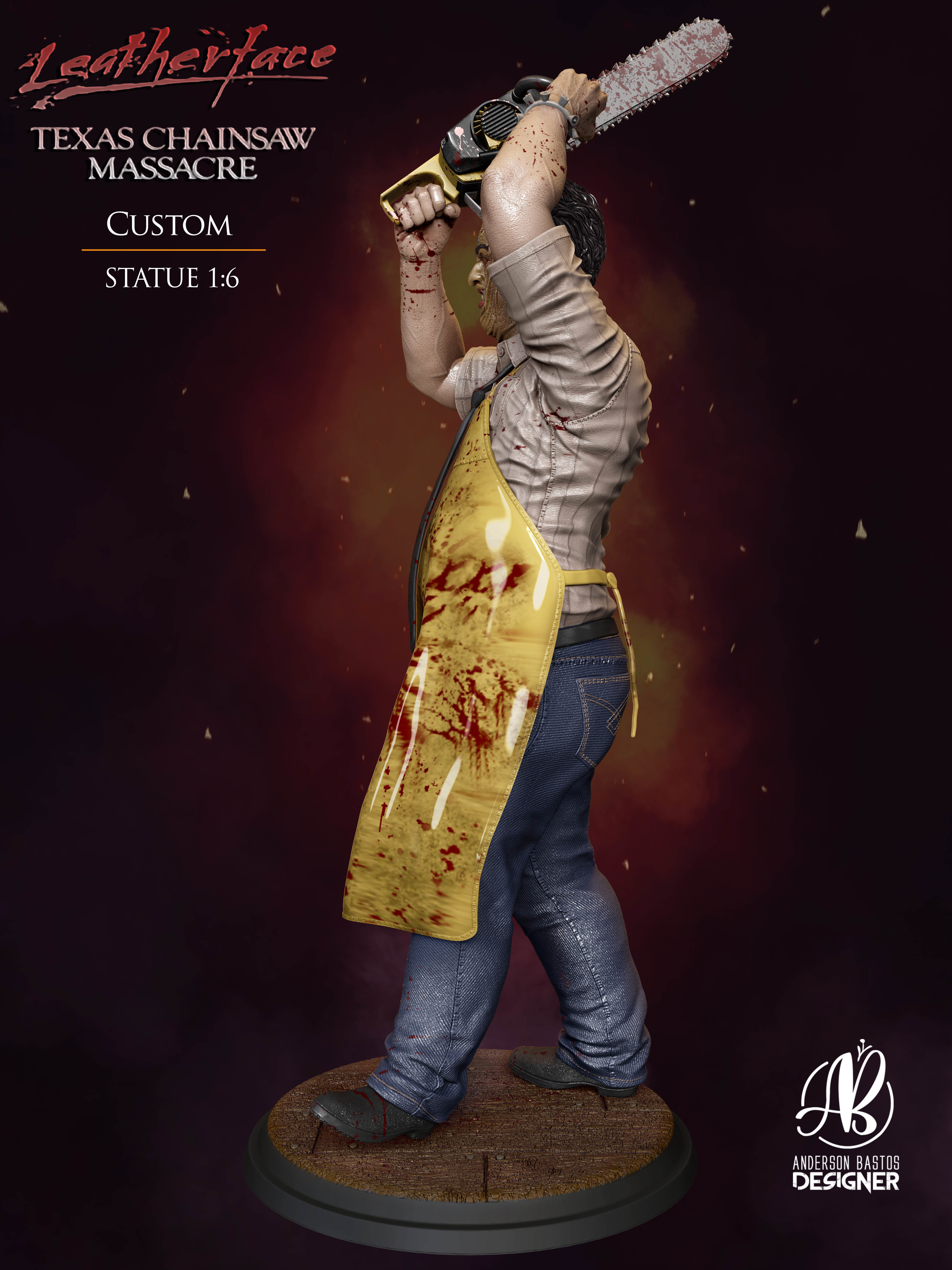 Leatherface statue  3D print model_4