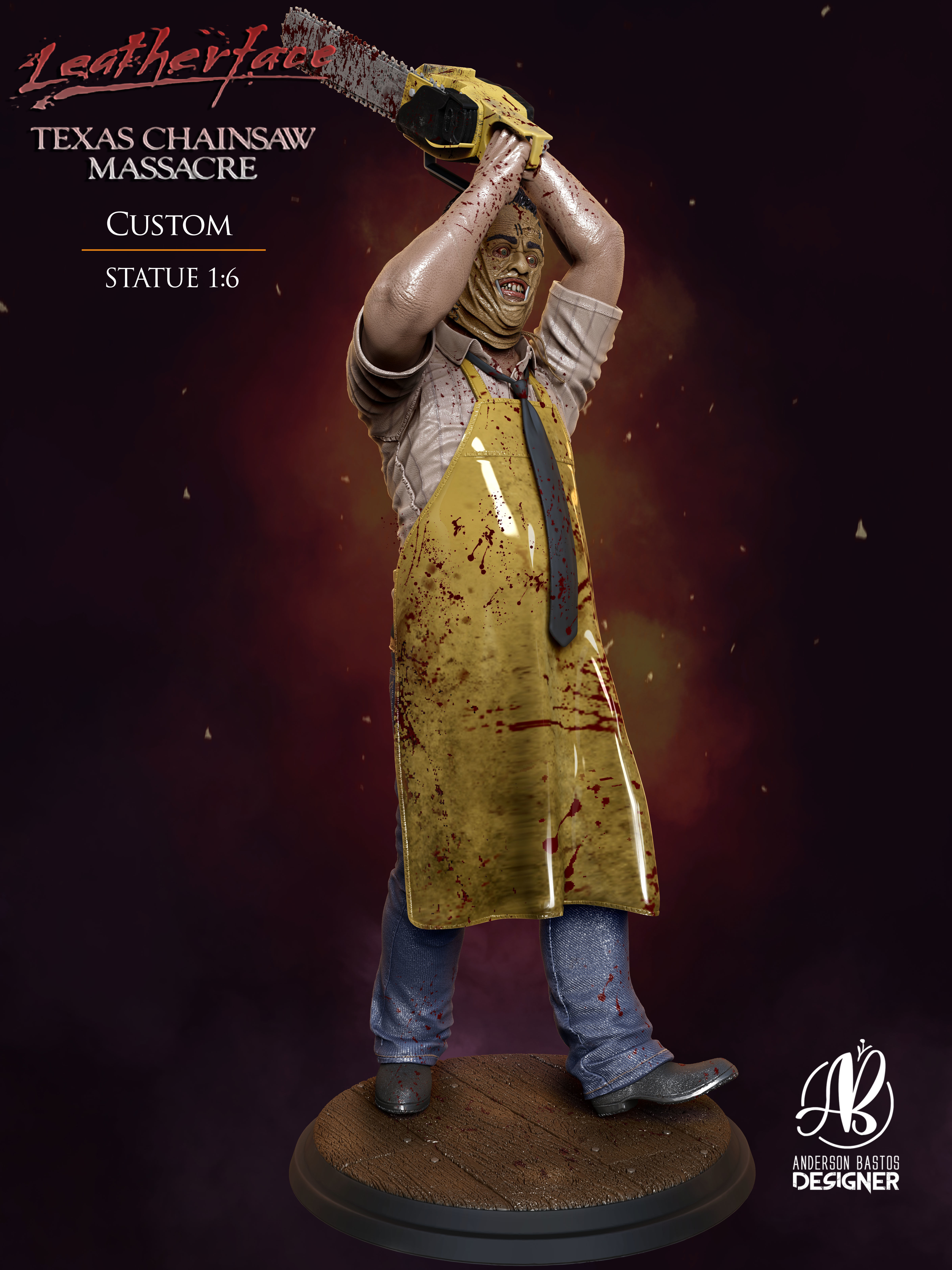 Leatherface statue  3D print model_3