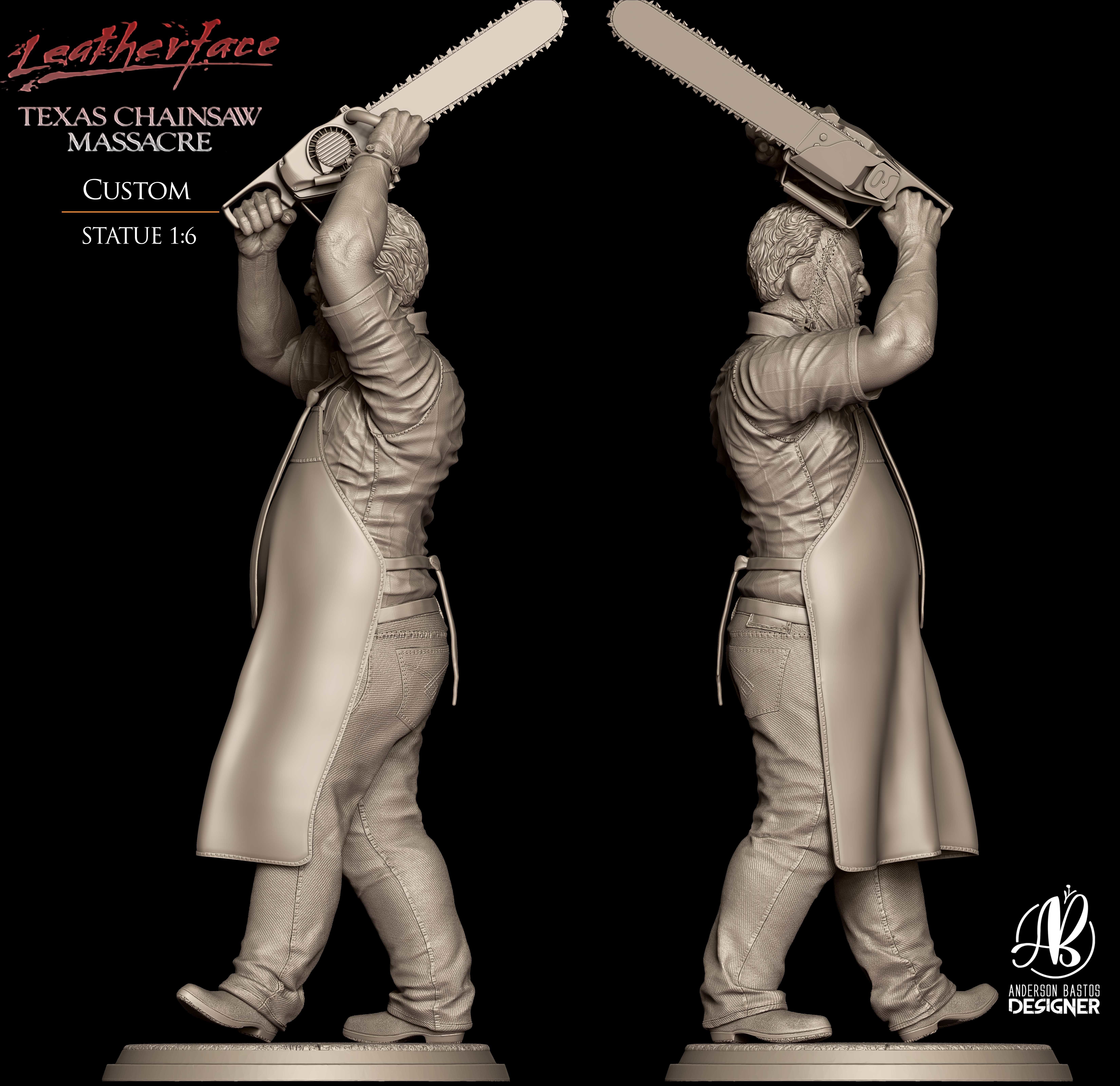 Leatherface statue  3D print model_9