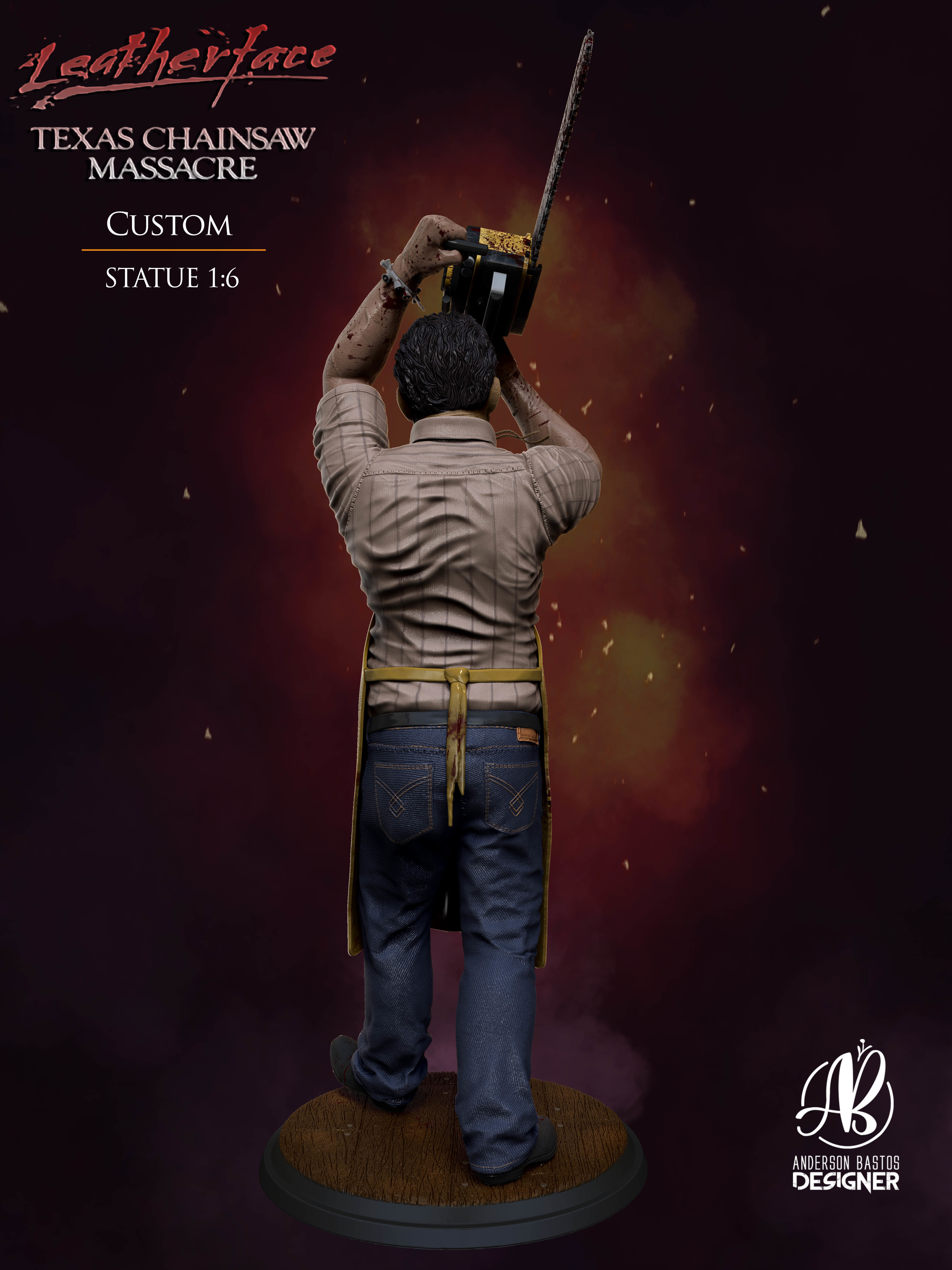 Leatherface statue  3D print model_5