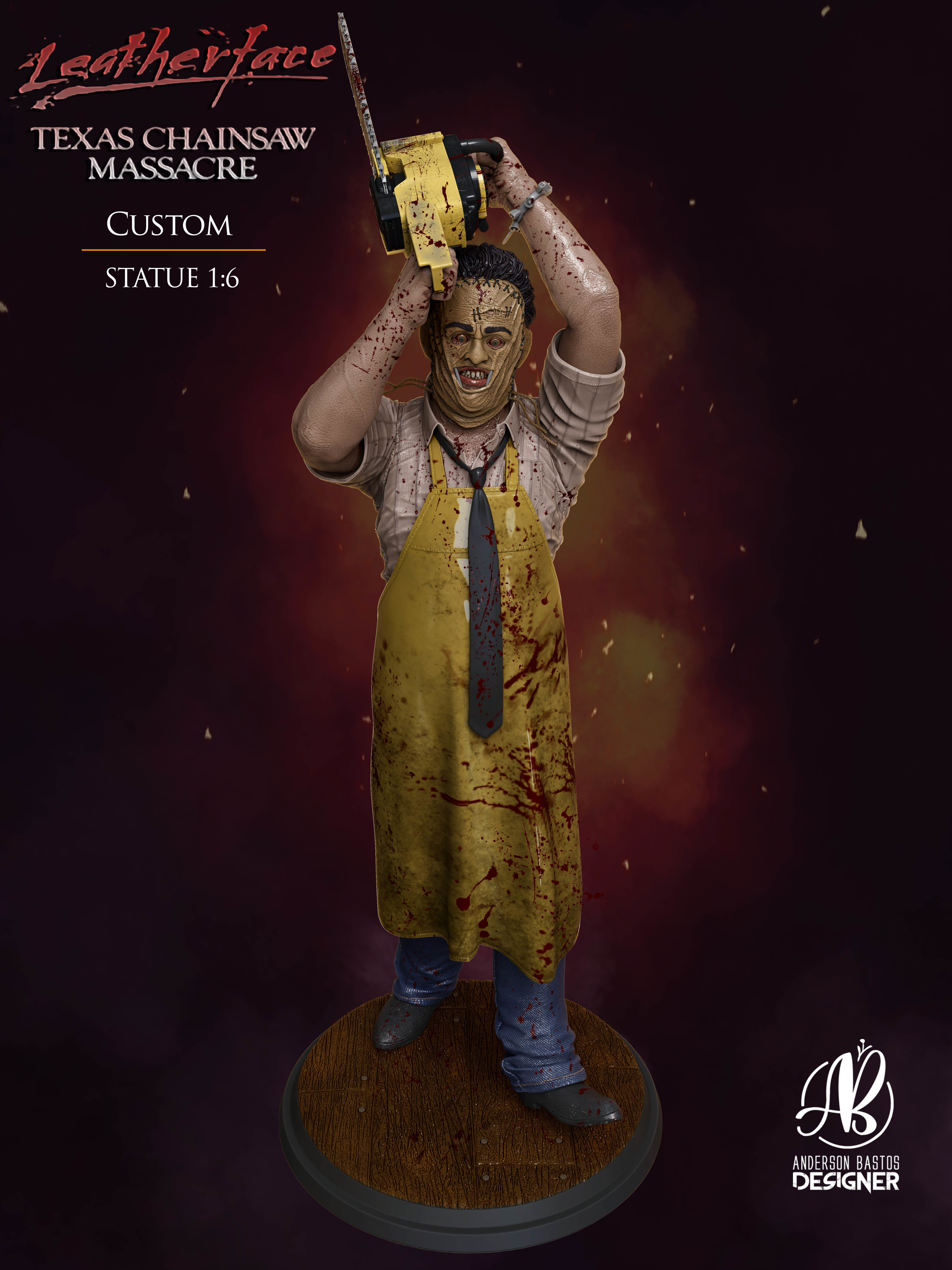 Leatherface statue  3D print model_1