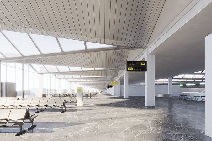 Airport building in water 3D model