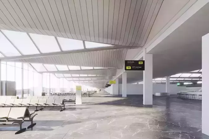 Airport building in water 3D model