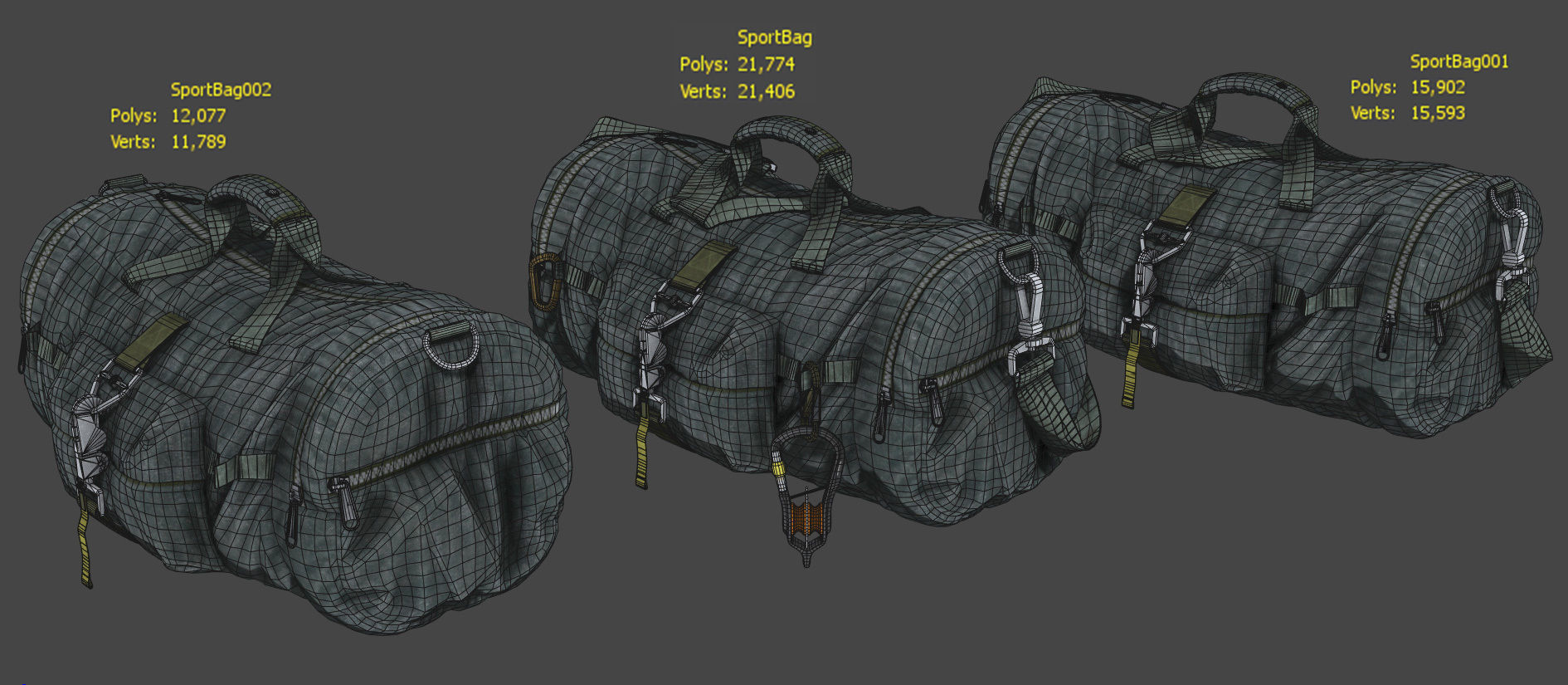 Game-ready Sport Bag 2 Low-poly 3D model_19