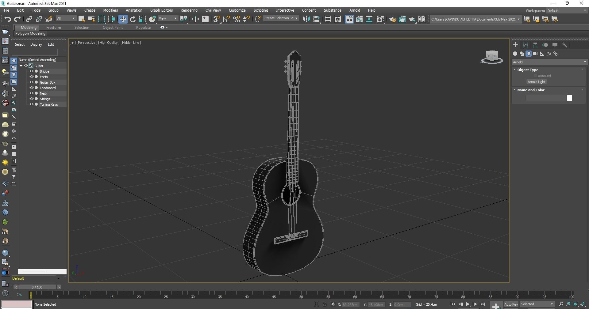 Classical Guitar Gold 3D model_2
