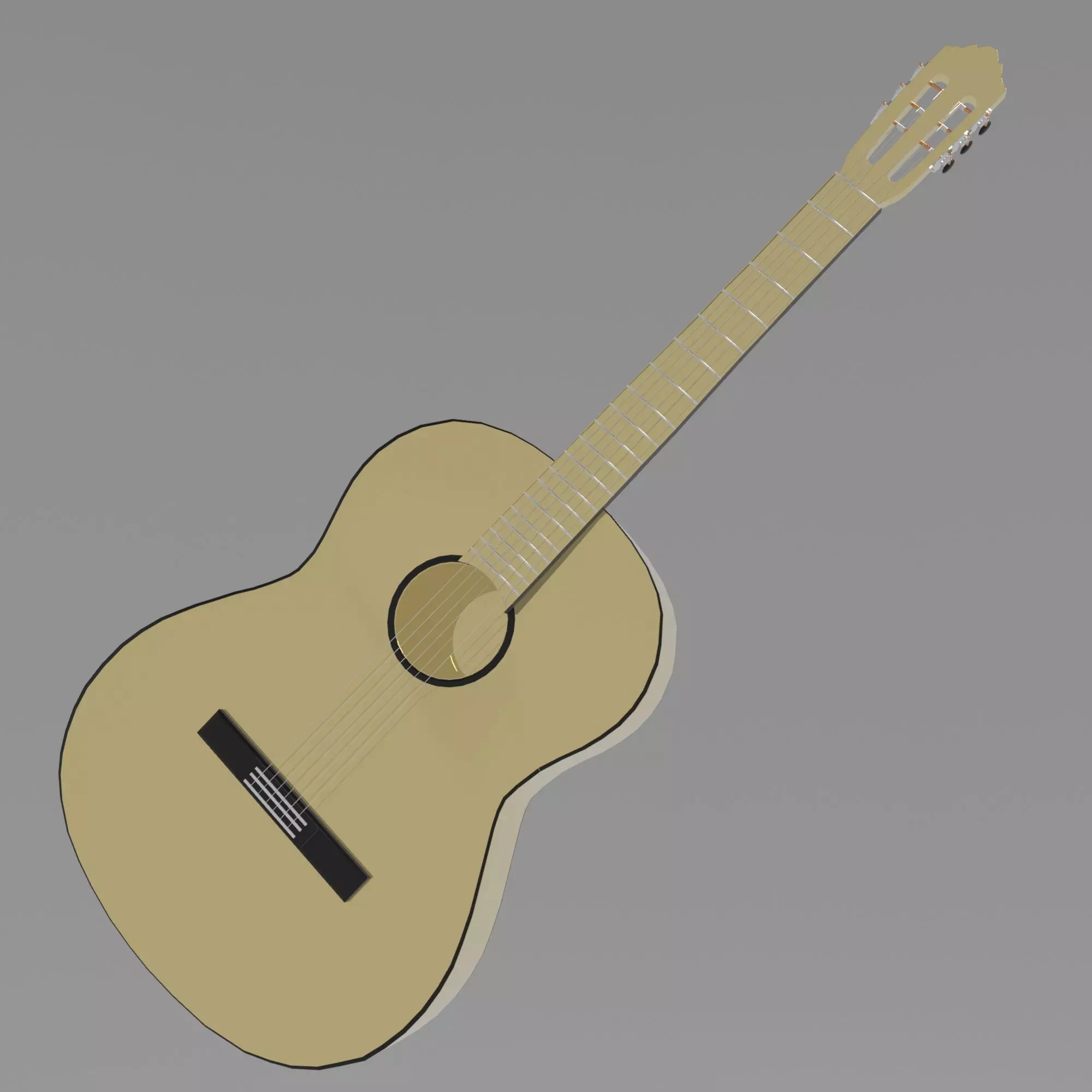 Classical Guitar Gold 3D model_0