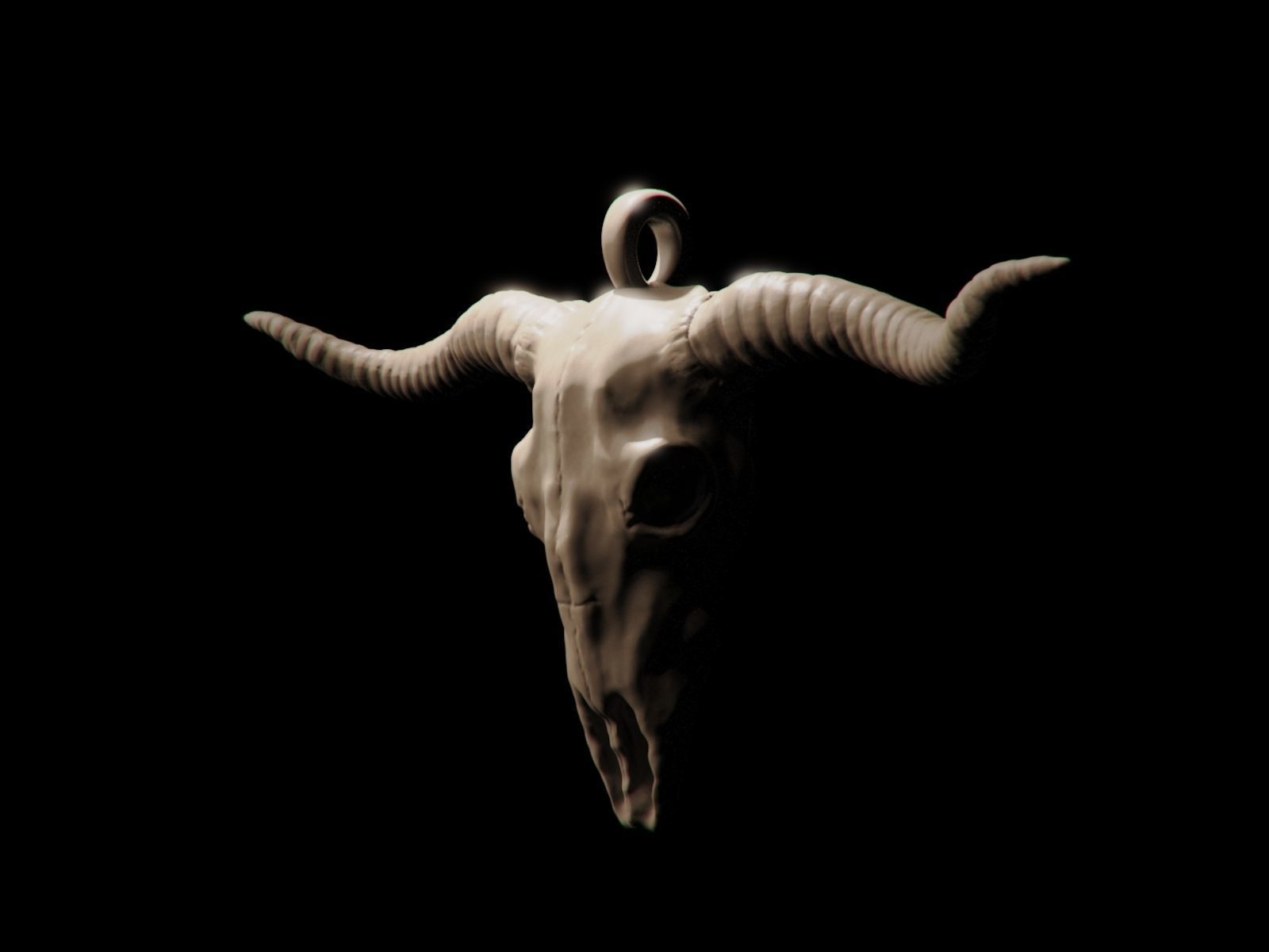 Ram Skull Pendant 3D print model_4