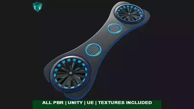 Sci Fi Hoverboard 3 All PBR Unity UE Textures Included Low-poly 3D model