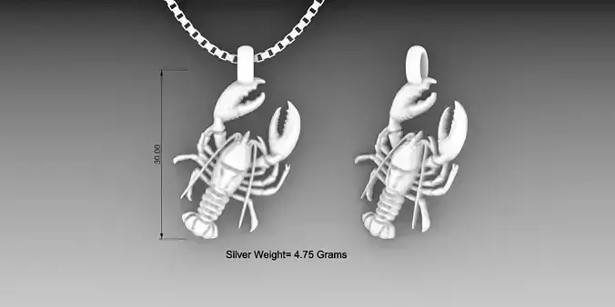 Lobster marine animal necklace Design 3D print model