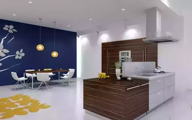 Modern Kitchen With Dining Room