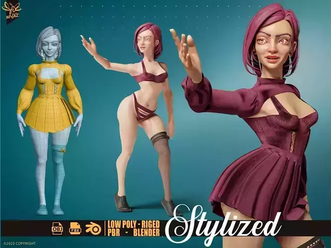 Female rigged PBR character